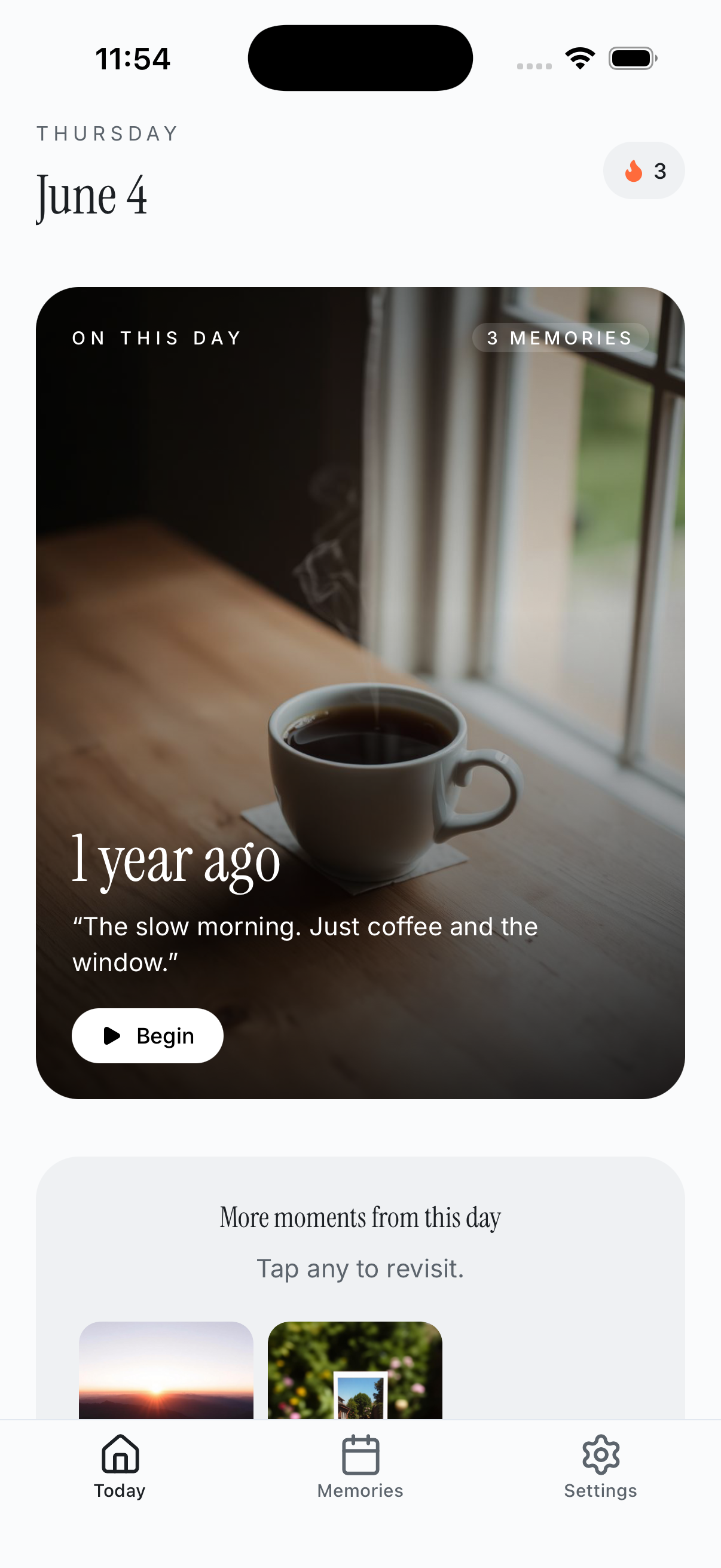 LifeLyt showing today's memories — June 4, one year ago